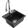 Mexen Milo 1-compartment granite sink with a kitchen mixer tap Savita, Black/Gold metallic- 6505-75-672601-00