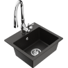 Mexen Milo granite kitchen sink 1-bowl with Savita kitchen tap, black/gold metallic- 6505-75-672601-00