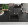 Mexen Milo granite kitchen sink 1-bowl with Savita kitchen faucet, black/gold metallic - 6505-75-672601-70-B