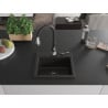 Mexen Milo granite sink, single bowl with Savita kitchen tap, black/gold metallic- 6505-75-672601-70-B
