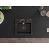 Mexen Milo 1-compartment granite sink with a kitchen mixer tap Savita, Black/Gold metallic- 6505-75-672601-70-B