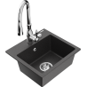 Mexen Milo 1-bowl granite sink with Savita kitchen faucet, black speckled - 6505-76-672601-00