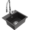 Mexen Milo 1-compartment granite sink with a kitchen mixer tap Savita, spotted black - 6505-76-672601-00