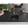 Mexen Milo granite kitchen sink 1-bowl with Savita kitchen faucet, black speckled - 6505-76-672601-50