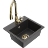 Mexen Milo granite kitchen sink 1-bowl with Savita kitchen faucet, black speckled - 6505-76-672601-50