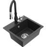 Mexen Milo 1-compartment granite sink with a kitchen mixer tap Savita, spotted black - 6505-76-672601-70