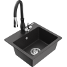 Mexen Milo granite kitchen sink 1-bowl with Savita kitchen faucet, speckled black - 6505-76-672601-70