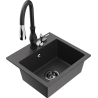 Mexen Milo 1-bowl granite sink with Savita kitchen faucet, speckled black - 6505-76-672601-70-B