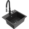 Mexen Milo 1-compartment granite sink with a kitchen mixer tap Savita, spotted black - 6505-76-672601-70-B