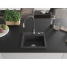 Mexen Milo 1-bowl granite sink with Savita kitchen faucet, speckled black - 6505-76-672601-76