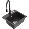 Mexen Milo 1-compartment granite sink with a kitchen mixer tap Savita, spotted black - 6505-76-672601-76