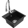 Mexen Milo 1-bowl granite sink with Savita kitchen faucet, black - 6505-77-672601-00