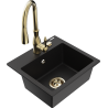 Mexen Milo 1-compartment granite sink with a kitchen mixer tap Savita, Black - 6505-77-672601-50