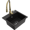 Mexen Milo 1-bowl granite sink with Savita kitchen faucet, black - 6505-77-672601-50-B