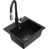 Mexen Milo Granite Sink 1-Bowl with Savita Kitchen Tap, Black - 6505-77-672601-70-B