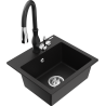 Mexen Milo granite single-bowl sink with Savita kitchen faucet, black - 6505-77-672601-70