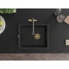 Mexen Pedro 1-bowl granite sink 560 x 460 mm, black, golden siphon - 6508561000-77-G