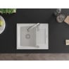 Mexen Enzo granite kitchen sink 1-bowl with drainer and Savita kitchen faucet, white - 6506-20-672601-00