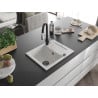 Mexen Enzo granite kitchen sink 1-bowl with drainer and Savita kitchen faucet, white - 6506-20-672601-70