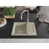 Mexen Enzo 1-bowl granite sink with drainer and Savita kitchen tap, beige - 6506-69-672601-00