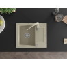 Mexen Enzo 1-bowl granite sink with drainer and kitchen faucet Savita, beige - 6506-69-672601-69