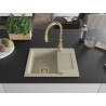 Mexen Enzo 1-bowl granite sink with drainer and Savita kitchen faucet, beige - 6506-69-672601-50