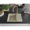 Mexen Enzo granite sink 1-bowl with drainer and Savita kitchen faucet, beige - 6506-69-672601-50