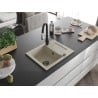 Mexen Enzo 1-bowl granite sink with drainer and Savita kitchen tap, beige - 6506-69-672601-70