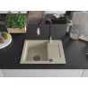 Mexen Enzo 1-compartment granite sink with a drip tray and kitchen mixer tap Savita, Beige - 6506-69-672601-70