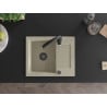 Mexen Enzo 1-bowl granite sink with drainer and Savita kitchen tap, beige - 6506-69-672601-70