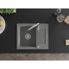 Mexen Enzo granite kitchen sink 1-bowl with drainer and Savita kitchen faucet, gray - 6506-71-672601-00