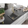 Mexen Enzo granite kitchen sink with 1 bowl, drainer and Savita kitchen tap, grey - 6506-71-672601-50