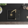 Mexen Enzo granite kitchen sink single-bowl with drainer and Savita faucet, black/silver metallic - 6506-73-672601-50