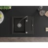 Mexen Enzo granite kitchen sink 1-compartment with drainer and Savita kitchen faucet, black/gold metallic - 6506-75-672601-70