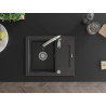 Mexen Enzo 1-bowl granite sink with drainer and kitchen faucet Savita, black speckled - 6506-76-672601-00