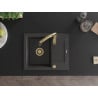 Mexen Enzo granite sink 1-bowl with drainer and Savita kitchen tap, black speckled - 6506-76-672601-50