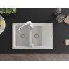 Mexen Gaspar granite sink 1.5-bowl with drainer and Savita kitchen faucet, white - 6507-20-672601-20