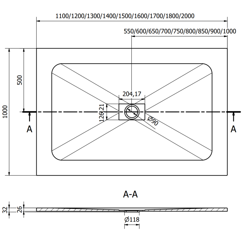 Mexen Hugo rectangular SMC shower tray 180 x 100 cm, white - 42101018