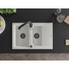 Mexen Gaspar Savita 1.5-bowl granite sink with drainer and kitchen faucet, white - 6507-20-672601-70