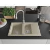 Mexen Gaspar granite sink 1.5-bowl with drainer and Savita kitchen faucet, beige - 6507-69-672601-00