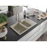 Mexen Gaspar granite sink 1.5-bowl with drainer and kitchen faucet Savita, beige - 6507-69-672601-69