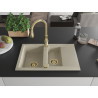 Mexen Gaspar granite sink 1.5-bowl with drainer and Savita kitchen faucet, beige - 6507-69-672601-50