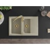 Mexen Gaspar 1.5-bowl granite sink with drainer and Savita kitchen tap, beige - 6507-69-672601-50