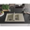 Mexen Gaspar 1.5-compartment granite sink with a drip tray and kitchen mixer tap Savita, Beige - 6507-69-672601-70