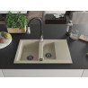 Mexen Gaspar granite sink 1.5-basin with drainer and Savita kitchen faucet, beige - 6507-69-672601-70