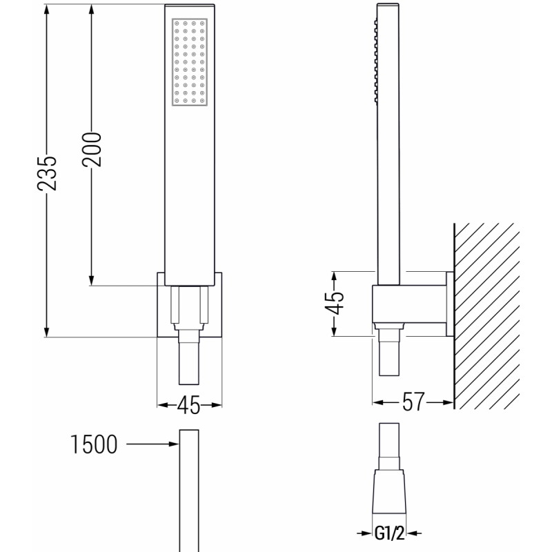 Mexen R-02 point shower set, brushed gun gray - 785005050-66