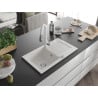 Mexen Pablo 1-bowl Granite Kitchen Sink with Drainer and Savita Kitchen Tap, White - 6510-20-672601-20