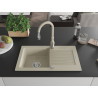 Mexen Pablo 1-bowl granite kitchen sink with drainer and Savita faucet, beige - 6510-69-672601-69