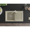 Mexen Pablo 1-bowl granite kitchen sink with drainer and Savita faucet, beige - 6510-69-672601-69