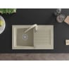 Mexen Pablo 1-compartment granite sink with a drip tray and kitchen mixer tap Savita, Beige - 6510-69-672601-69